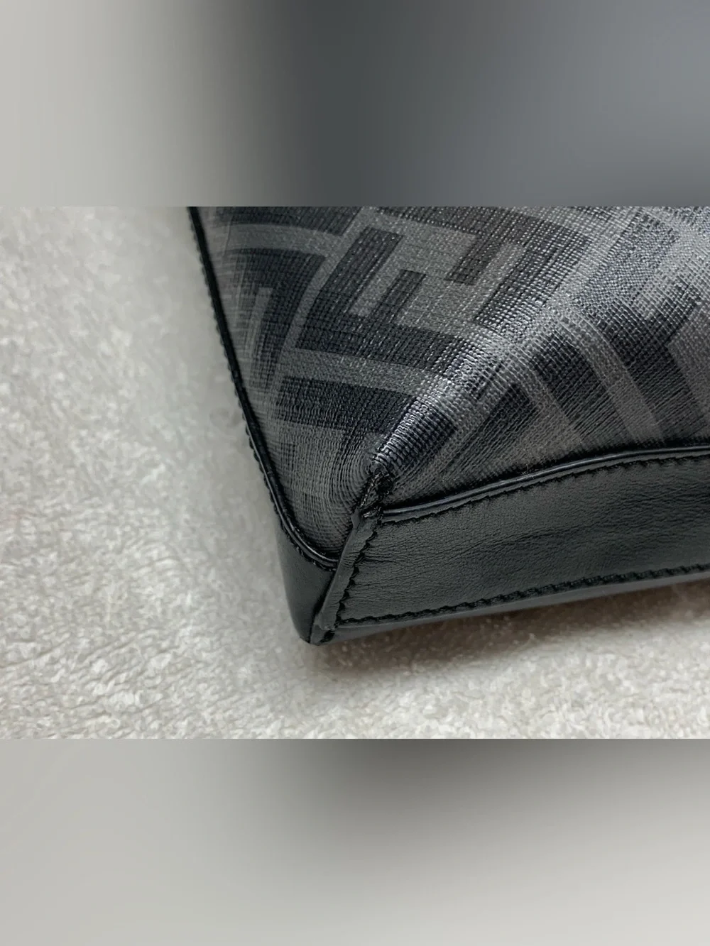 Fendi Diagonal FF Zucca Logo Black Messenger Bag